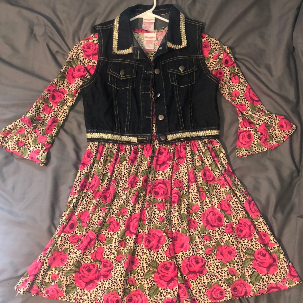 Like New girls floral print dress with jean jacket.